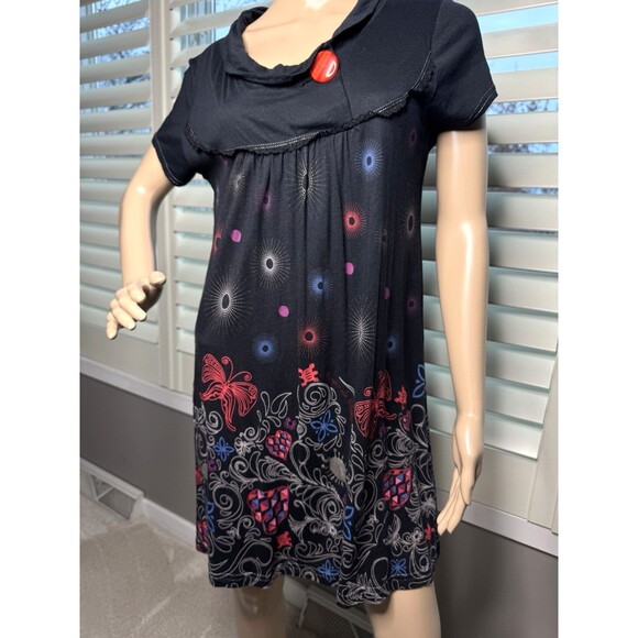 CIRQUE DU SOLEIL dress Black Red Button Multicolor Circus Artsy Dress LG XL - Picture 3 of 11